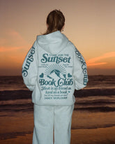 Book Club Oversized Lux Hoodie in Heather Gray and Blue