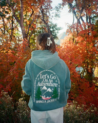 Let's Go On An Adventure Oversized Lux Hoodie in Pine Green