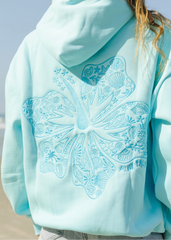 Hawaii Hibiscus Hoodie in Aquamarine