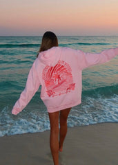 Everything Comes in Waves Hoodie in Pink