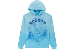 Sp5der OG Web V2 Spray Hoodie Light Blue