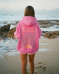Let's Watch the Sunset Oversized Lux Hoodie in Vintage Washed Pink