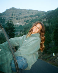 Let's Go On An Adventure Oversized Lux Hoodie in Pine Green