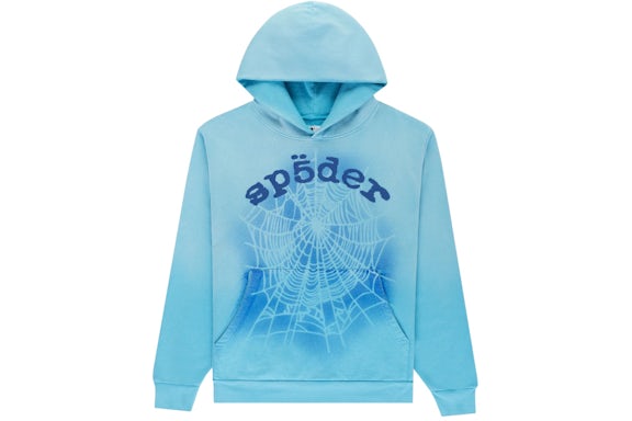 Sp5der OG Web V2 Spray Hoodie Light Blue